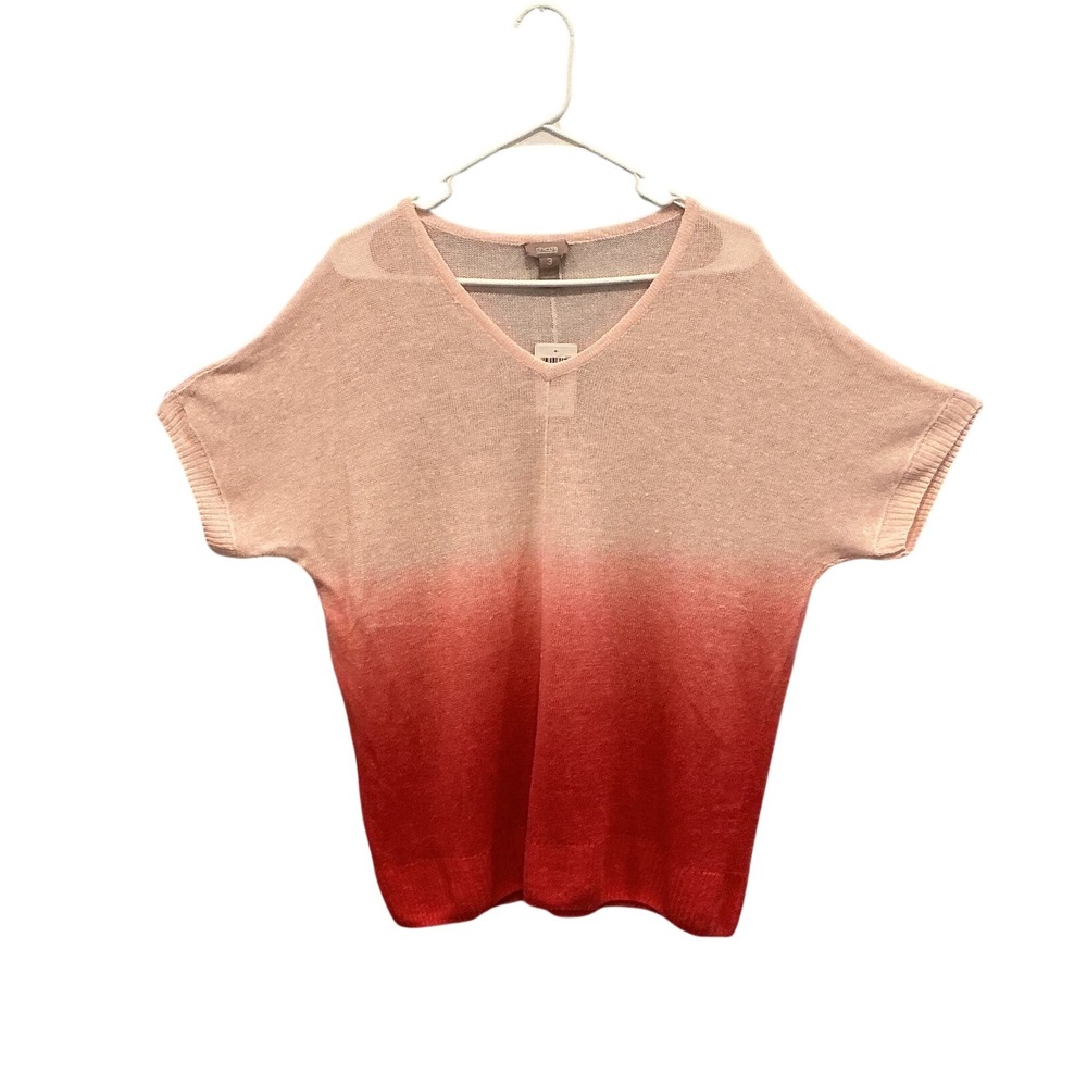 NEW Chicos Womens Ombre Linen Blend Knit Top Beach Summer Mesh Boho Size 3 XL